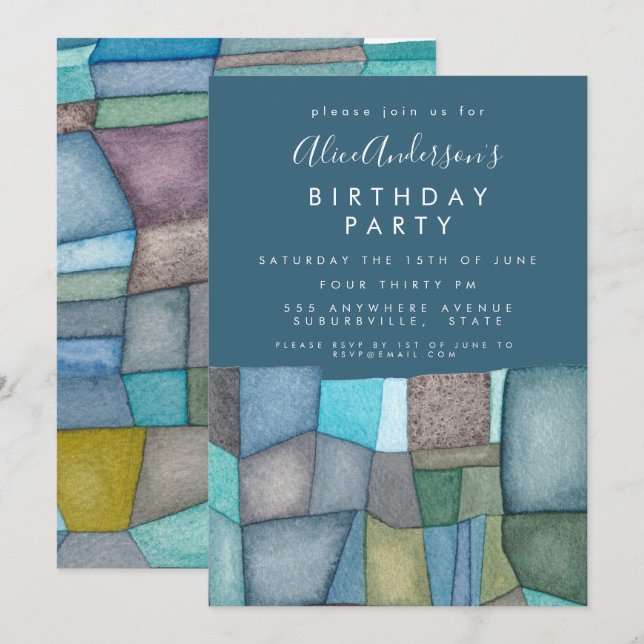 Invitación Artista de acuarela Personalizado de fiesta de cum (Anverso / Reverso)