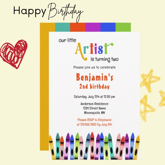 Invitación Artista de cirílico cumple 2 años - Cumpleaños de  (Subido por el creador)