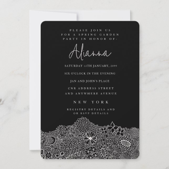 Invitación Artista de la Escena de Jardín Único Cumpleaños Bl (Anverso)