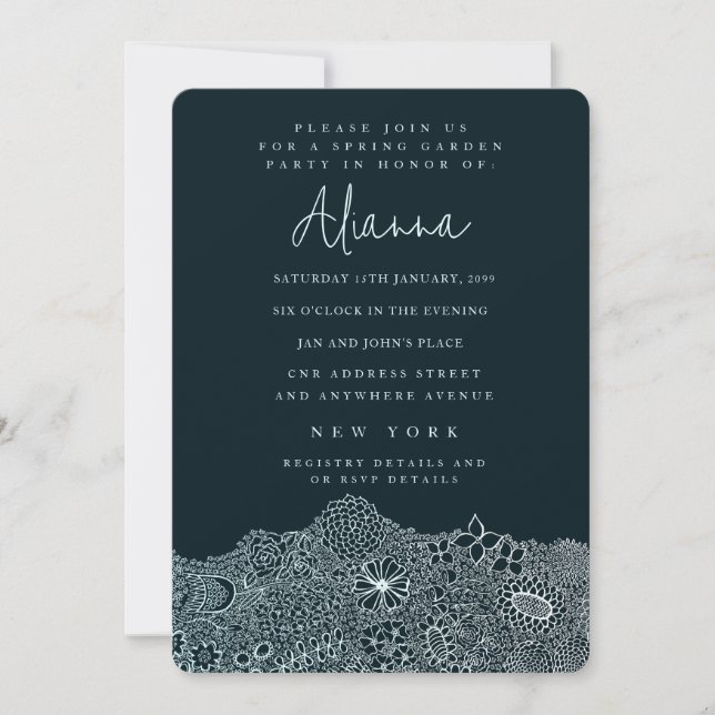 Invitación Artista de la Escena de Jardín Único Cumpleaños Sk (Anverso)