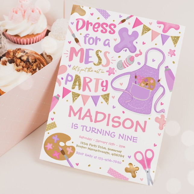 Invitación Artista Fiesta de arte pintando fiesta de cumpleañ (Subido por el creador)