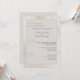 Invitación Artista formal beige ambos padres Boda