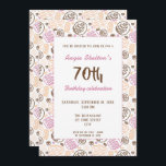Invitación Artista moderno One Line Art 70th Birthday Party<br><div class="desc">Artista moderno Una línea Invitación a la fiesta de cumpleaños 70. 70 cumpleaños,  invitación para ella con un sencillo patrón artístico de una línea en tonos rosa,  beige y marrón.</div>
