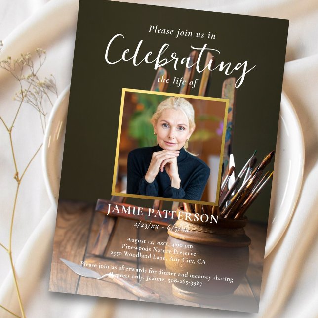 Invitación Artista, Pintor, Celebración de la Vida Funeral Fo (Subido por el creador)