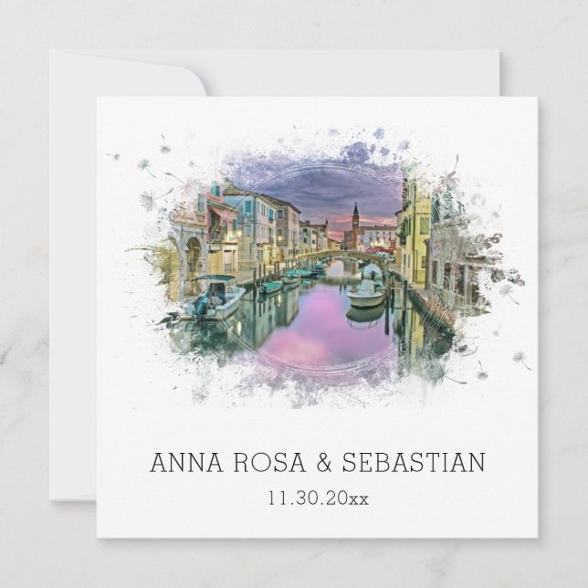 Invitación *~* Artista QR POSITANO Italia AR20 Boda RSVP (Anverso)