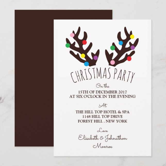 Invitación Artistas de renos festivos, Fiesta Navidad Invitat (Anverso / Reverso)
