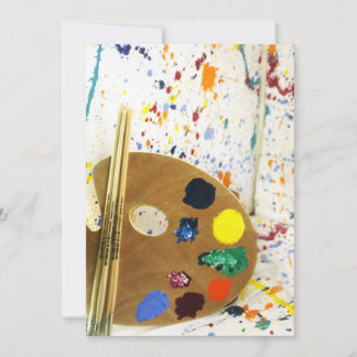 Invitación Artistas pintan paleta y paleta de pintura