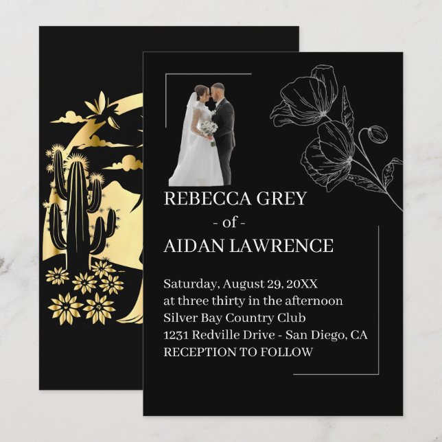 Invitación Artistic Black White Photo 2026  (Anverso / Reverso)