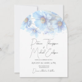Invitación Artistic Handwritten Blue Himalayan Poppy Wedding 