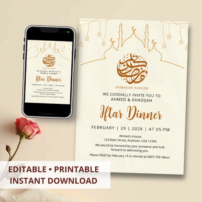 Invitación Artistic Line Art Mosque Ramadan Iftar Invitation (Subido por el creador)