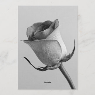 Invitación Artistic Minimalist Black and White Rose Bud
