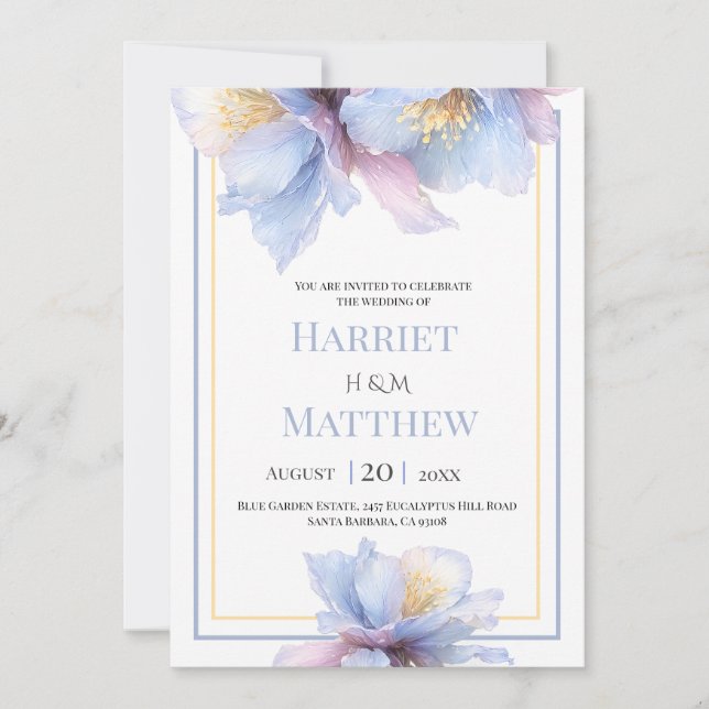 Invitación Artistic Pastel Botanical Florals Wedding (Anverso)