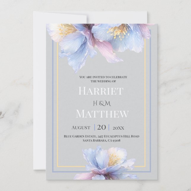Invitación Artistic Pastel Botanical Sublime Florals Wedding (Anverso)