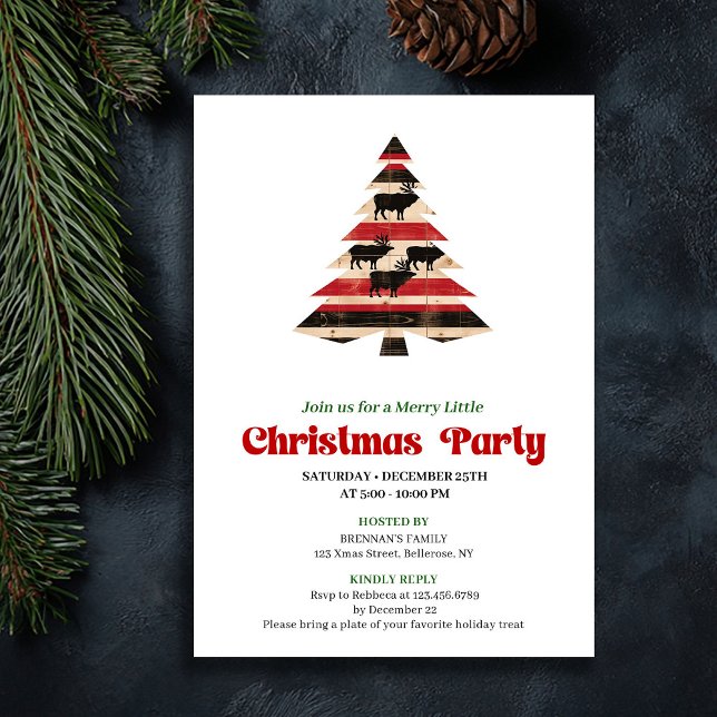 Invitación Artistic Red Black Plaid Holiday Gathering Card (Artistic Red Black Plaid Holiday Gathering Card)