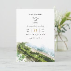 Invitación Artistic Sea View Coastal Landscape Beach Wedding