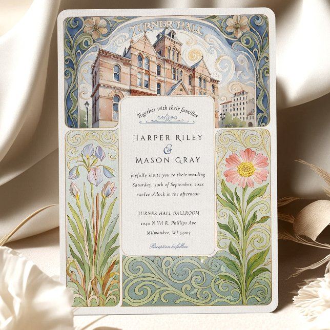 Invitación Artistic Turner Hall Milwaukee Art Nouveau Wedding (Subido por el creador)