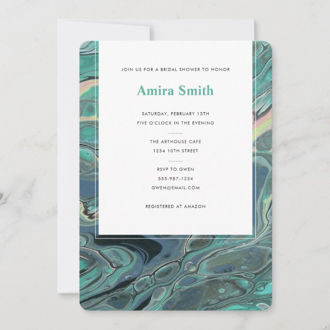 Invitación artística a la ducha de mármol Boho Aqu (Anverso)