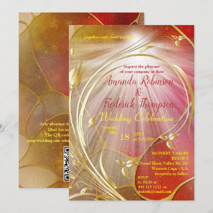 Invitación artística abstracta Flor de oro Magenta