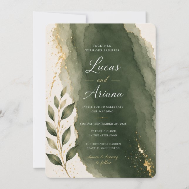 Invitación artística botánica para boda (Anverso)