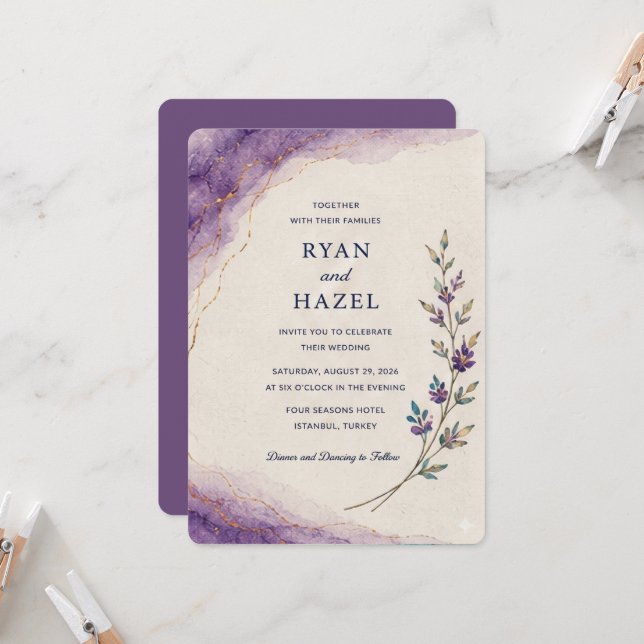 Invitación artística botánica para boda (Anverso/Reverso In Situ)