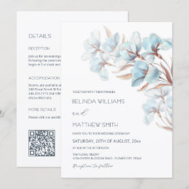 Invitación Artística de Flores Rosa Turquesa