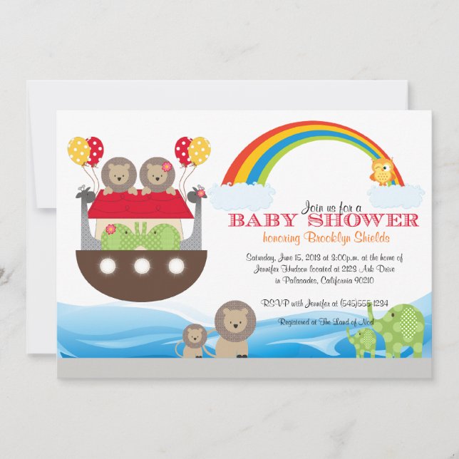 Invitación artística de Noé - Baby Shower (Anverso)