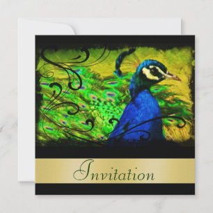 Invitación artística para Navidades de pavo real