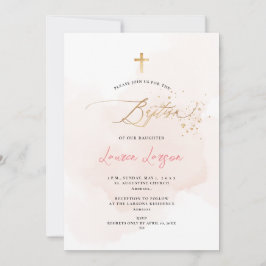 Invitación ArtsApp Elegante bautismo de color rosa pálido H2 