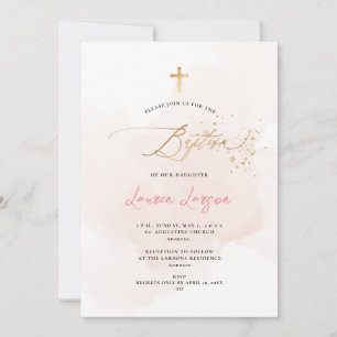 Invitación ArtsApp Elegante bautismo de color rosa pálido H2