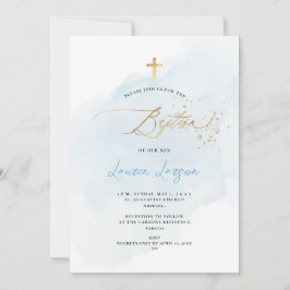Invitación ArtsApp Elegante H2 Baptismo azul pálido lavado