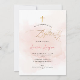 Invitación ArtsApp Elegante H2 Lavado Rosa Pálido Bautizo