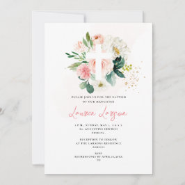 Invitación ArtsApp Elegante H2 Rosa rosa pálido Bautismo