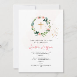 Invitación ArtsApp Elegante H2 Rosa rosa pálido Bautismo