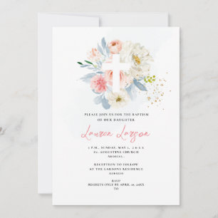 Invitación ArtsApp Elegante H2 Rosa rosa pálido Bautismo