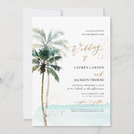 Invitación ArtsApp Elegante Paraíso Tropical Palmeras Orilla
