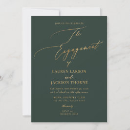 Invitación ArtsApp Faux Gold Forest Green Engagement