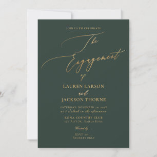 Invitación ArtsApp Faux Gold Forest Green Engagement