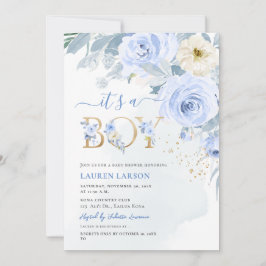 Invitación ArtsApp H2 Baby Blue Rosa Baby Shower