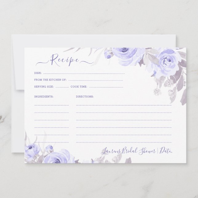 Invitación ArtsApp H2 Dusty Purple Roses Receta de Desayuno d (Anverso)