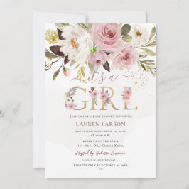 Invitación ArtsApp H2 Dusty Rosas Rosas Baby Shower