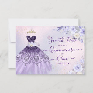 Invitación ArtsApp H2 Ombre Morado Quinceañera