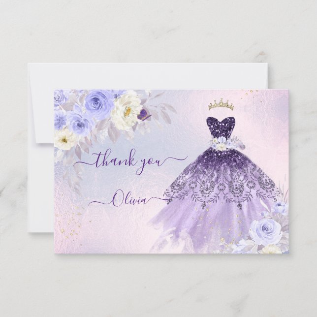 Invitación ArtsApp H2 Ombre Purple Sparkling Quinceanera (Anverso)