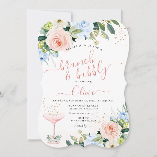 Invitación ArtsApp H2 Rubor Rosa Rosa Rossa Bubbly Brunch (Anverso)