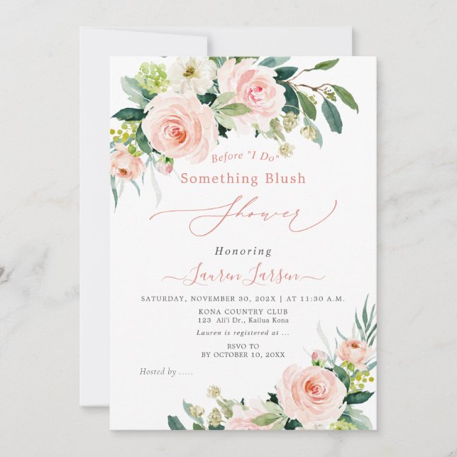 Invitación ArtsApp H2 Rubor Roses rosas rosas duchas de novia (Anverso)