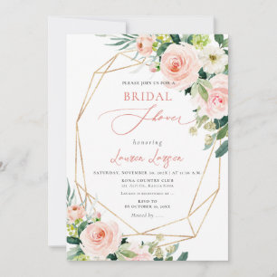 Invitación ArtsApp H2 Rubor Roses rosas rosas duchas de novia