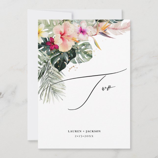 Invitación ArtsApp Paraíso tropical Dorado Tabla dos (Anverso)