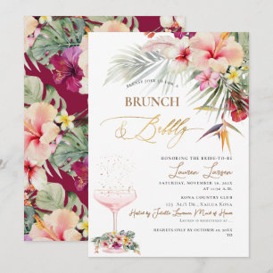 Invitación ArtsApp Paraíso tropical Faux Gold Brunch+Bubbly