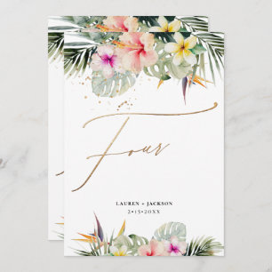 Invitación ArtsApp Paraíso tropical Faux Gold Table Cuatro
