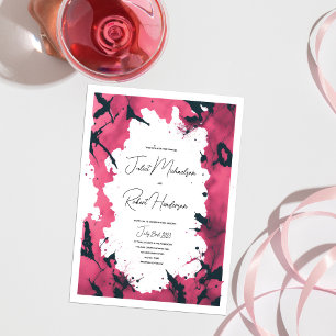 Invitación Artsy Splatter: Boda moderno contemporáneo