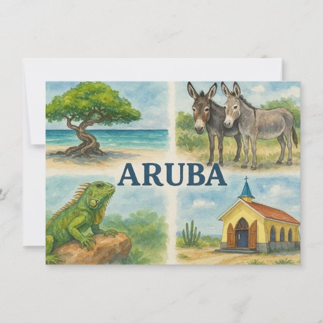Invitación Aruba multiview watercolor (Anverso)